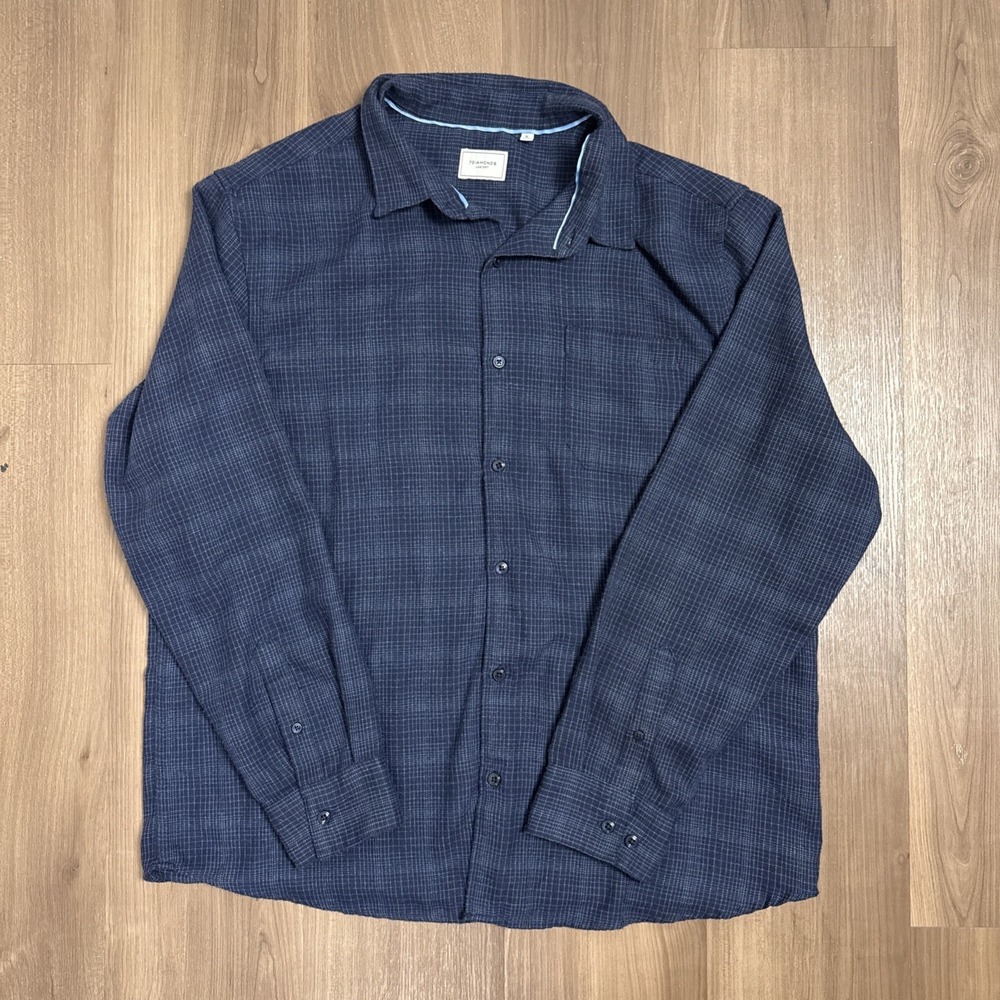 7 Diamonds Flannel Shirt Mens XL Blue Luxe Soft Long Sleeve Button Up